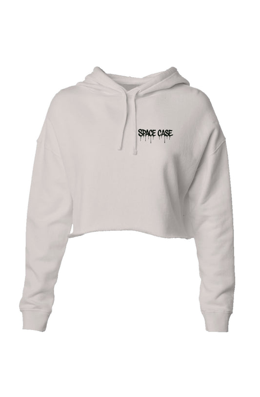 Paint Drip Crop Hoodie - Bone