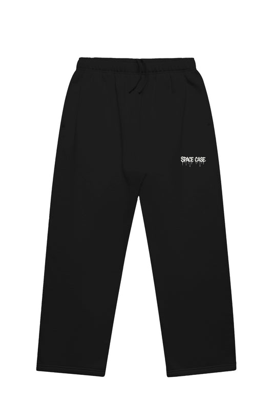Paint Drip Cuffless Trackpants - Black
