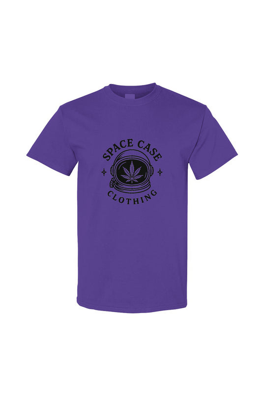 Purple t-shirt with 'Space Case Clothing' logo on a white background